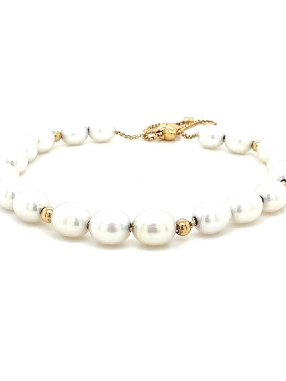 Authentic David Yurman Pearl & Gold Bead Adjustable Slider Bracelet